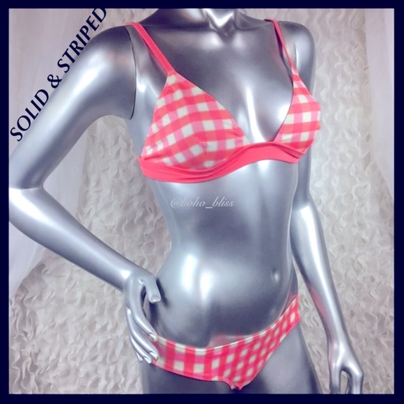 SOLID & STRIPED Pink & White Gingham Bikini Set NEW - Picture 2 of 9